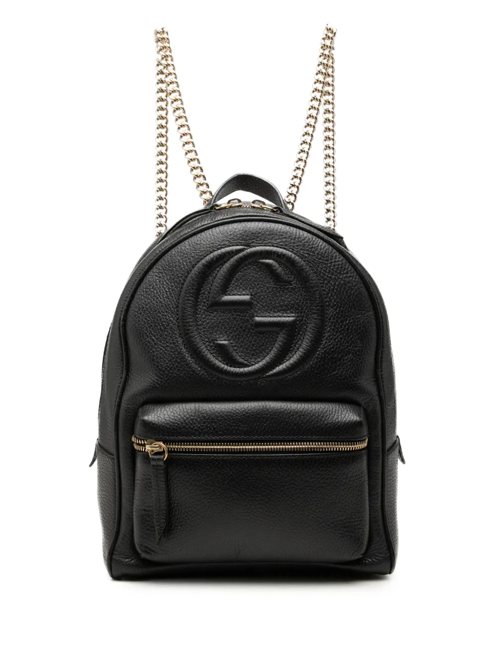 Gucci Pre-Owned sac à dos en cuir de veau grainé Soho Chain (2016-2026) - Noir Gucci Pre-Owned sac à dos en cuir de veau grainé Soho Chain (2016-2026) - Noir