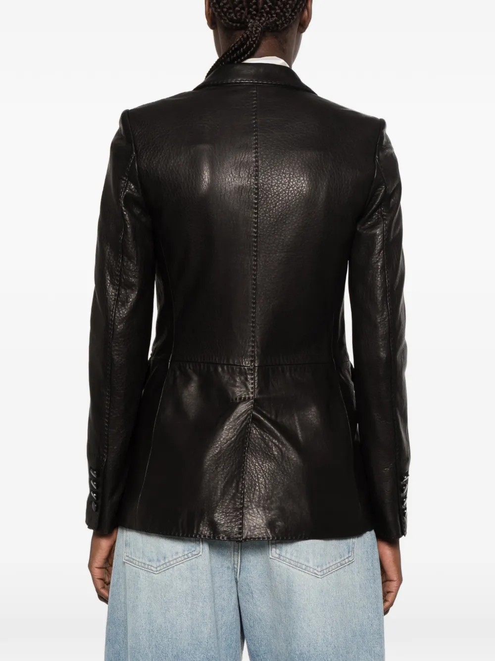 Tagliatore Sophie single-breasted leather jacket Zwart