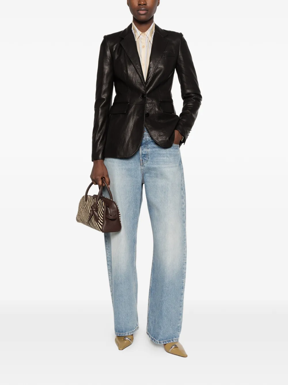 Tagliatore Sophie single-breasted leather jacket Zwart