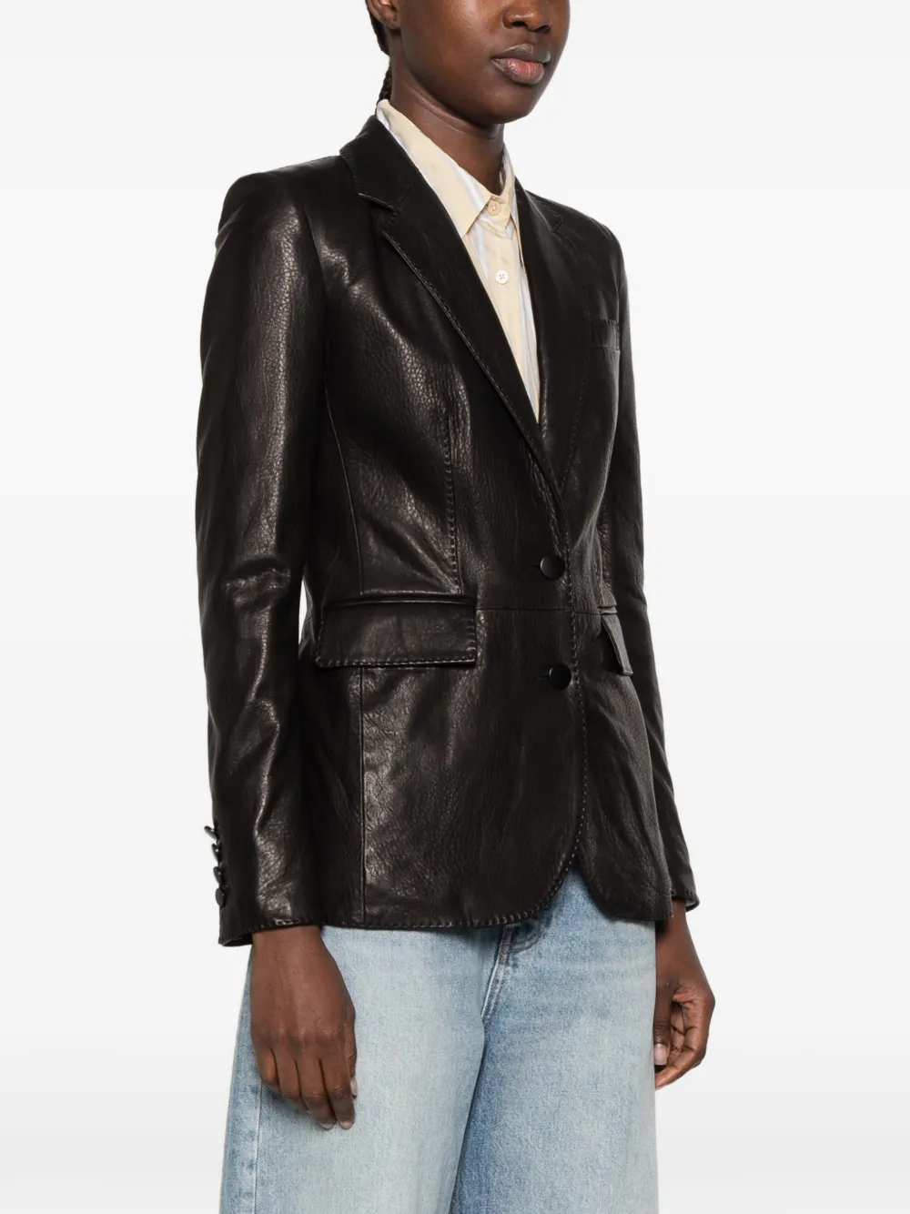 Tagliatore Sophie single-breasted leather jacket Zwart