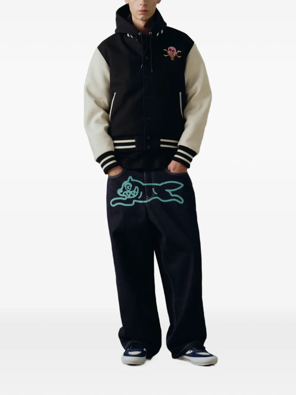 ICECREAM Bomberjack met logopatch Zwart