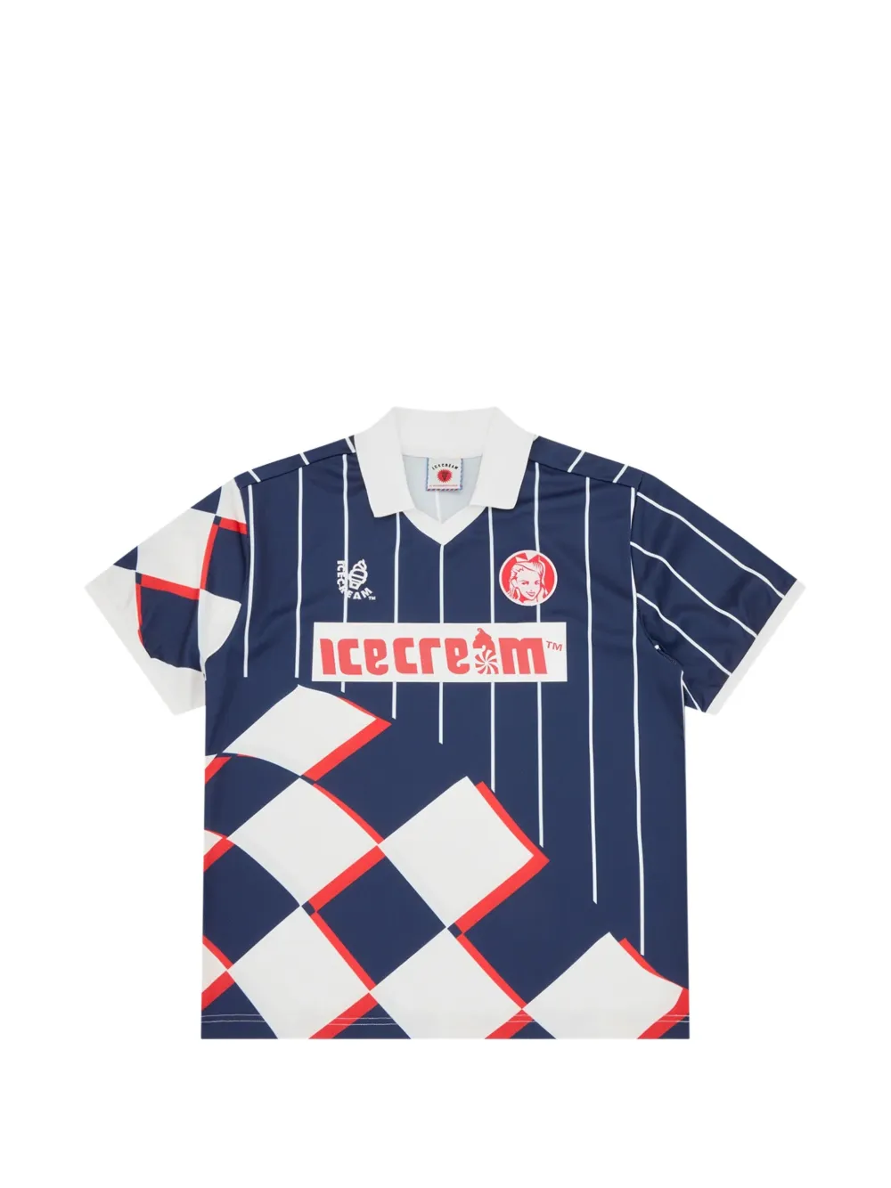 ICECREAM striped checkered T-shirt - Bleu
