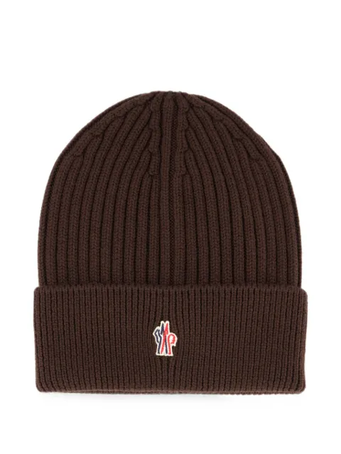 Moncler Grenoble logo-patch ribbed-knit beanie hat