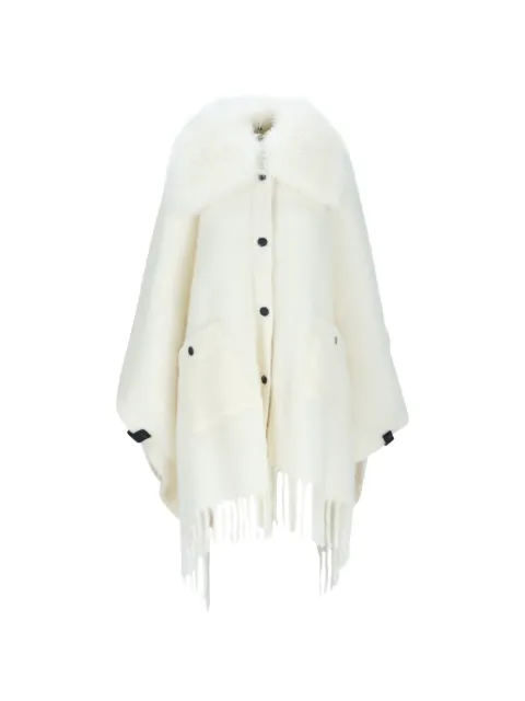 Moncler Grenoble Pelerine com franjas e pelos na gola