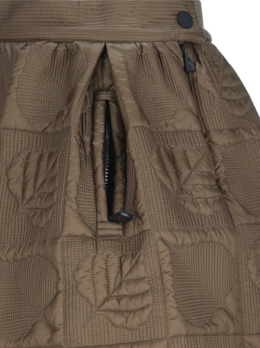 Moncler Grenoble leaf-quilted A-line midi skirt Bruin