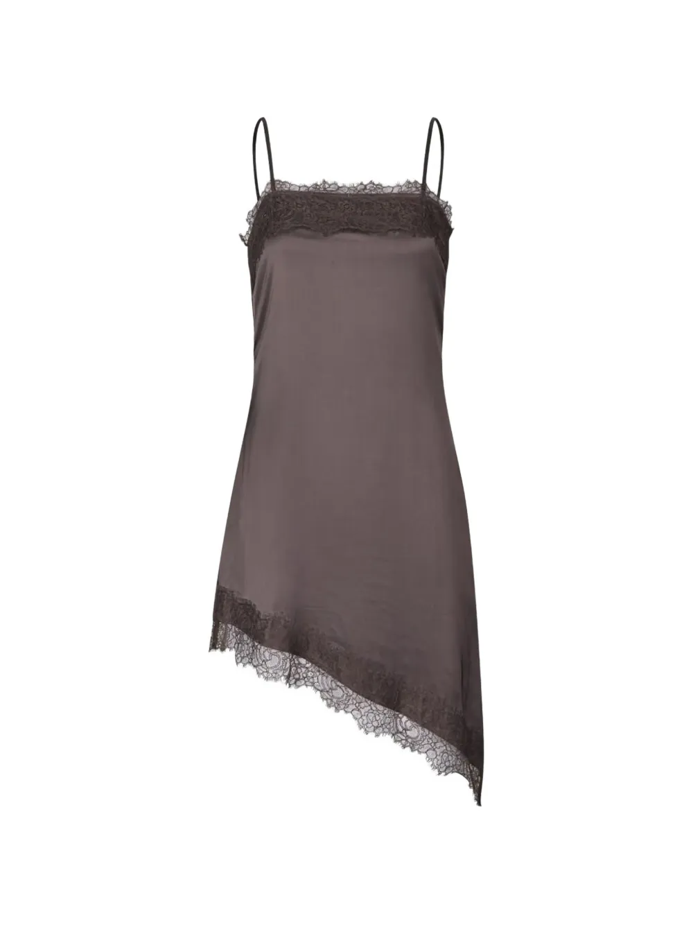 Samsoe & Samsoe Lace-trim Asymmetric Dress In Gray