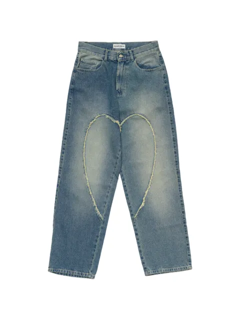 CARNE BOLLENTE Love 00's raw-edge heart-patch jeans