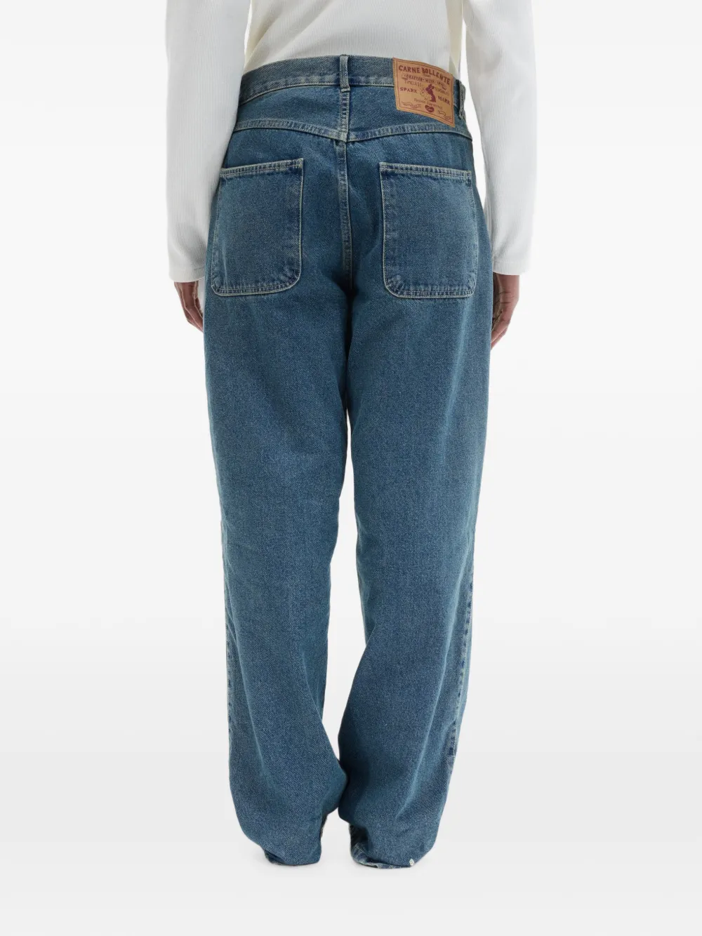 CARNE BOLLENTE Love 00's jeans met gerafelde randen en hart-patch Blauw