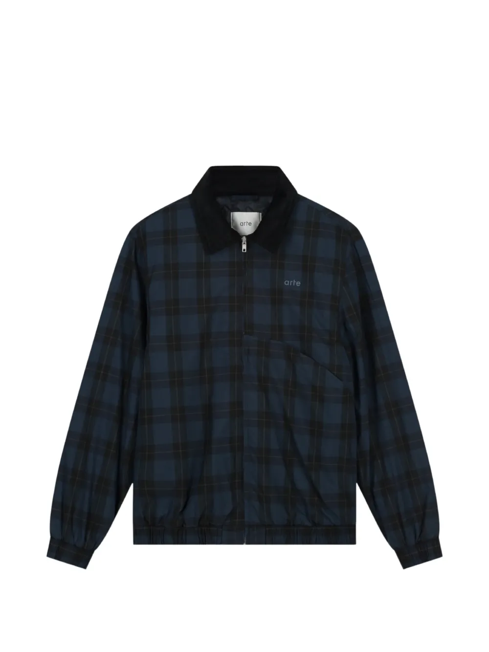 Arte Antwerp plaid corduroy-collar jacket - Blau