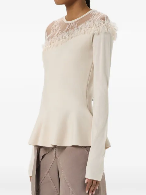 Blumarine lace-panel peplum sweater