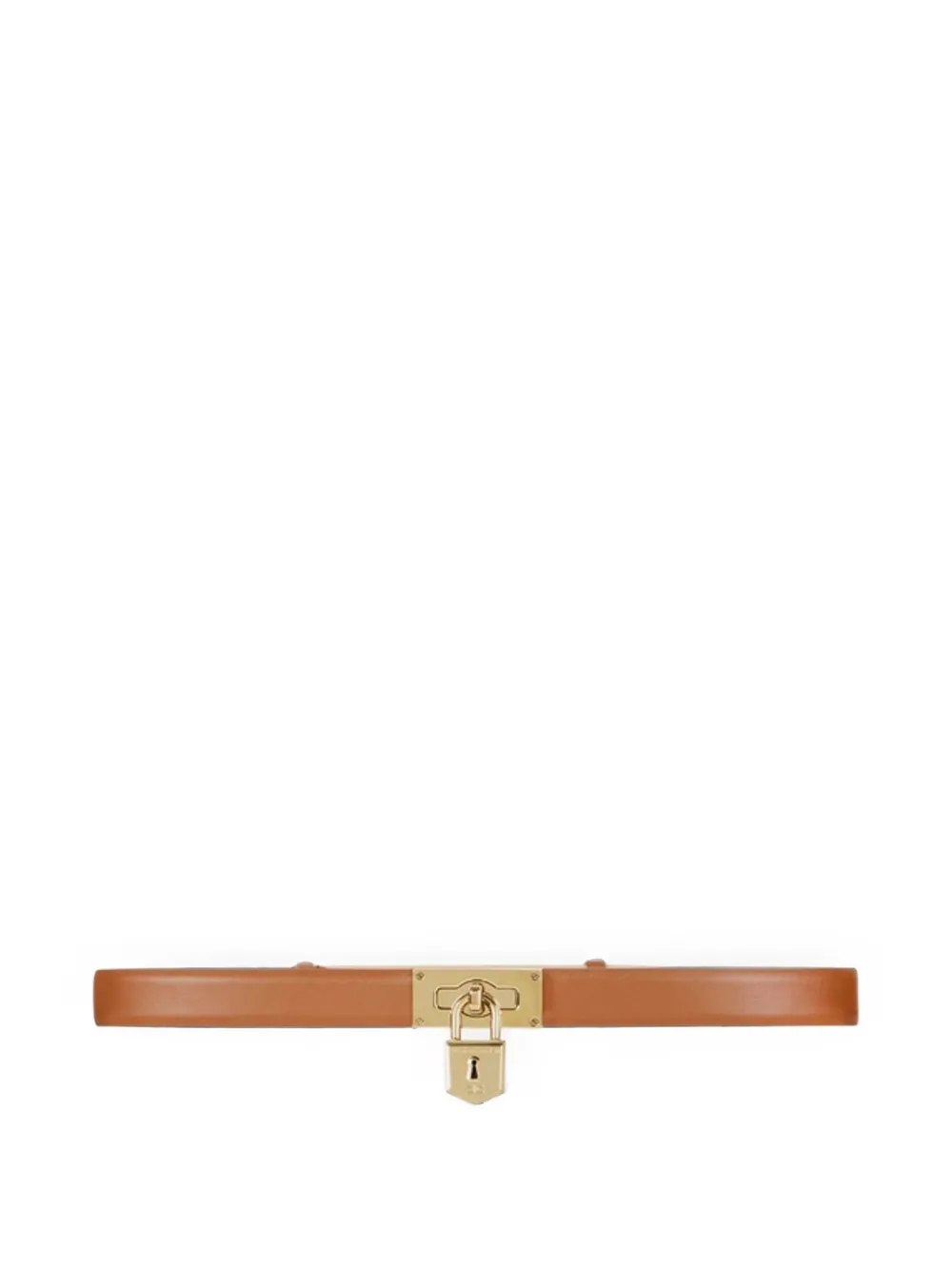 Elisabetta Franchi leather belt with jewel padlock - Marrone