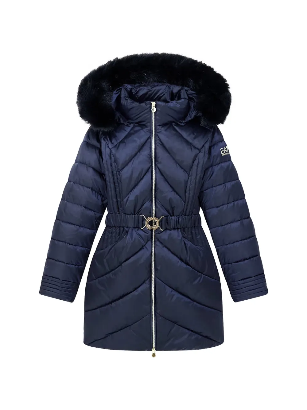 Ea7 Emporio Armani belted trim coat - Blu