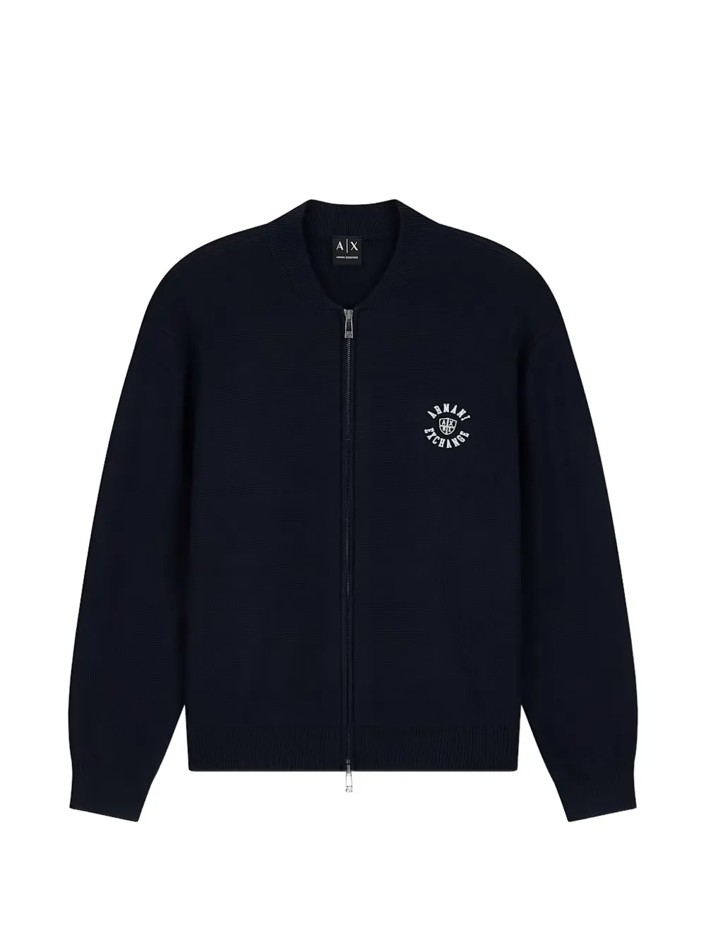 Armani Exchange logo-embroidered zip-up sweater - Blue