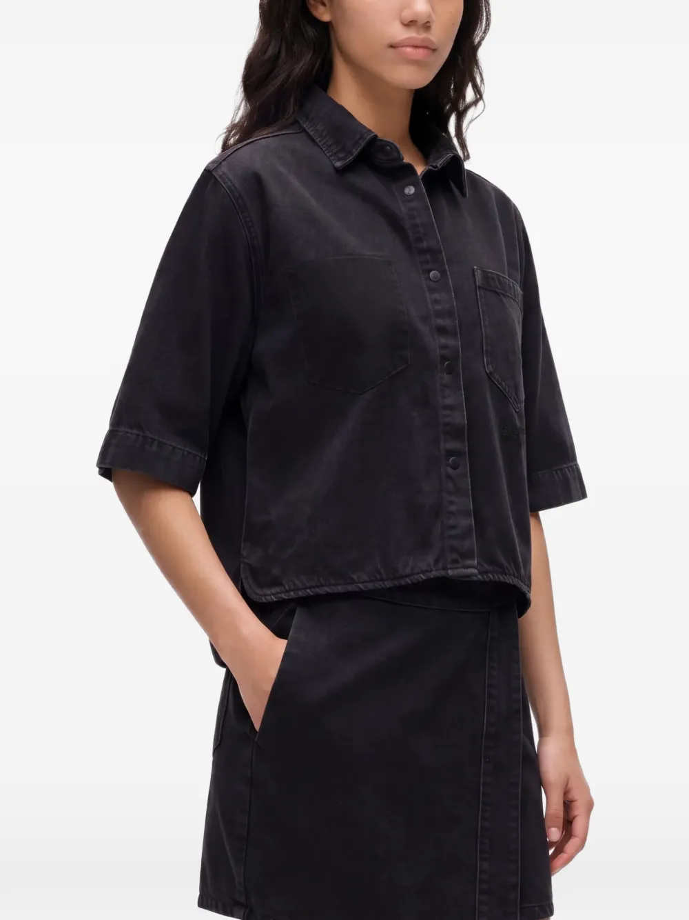 Karl Lagerfeld Jeans boxy short-sleeved denim shirt Zwart