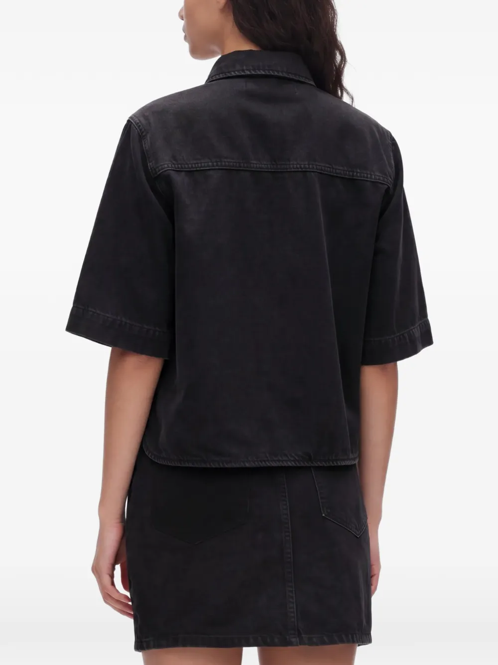 Karl Lagerfeld Jeans boxy short-sleeved denim shirt Zwart