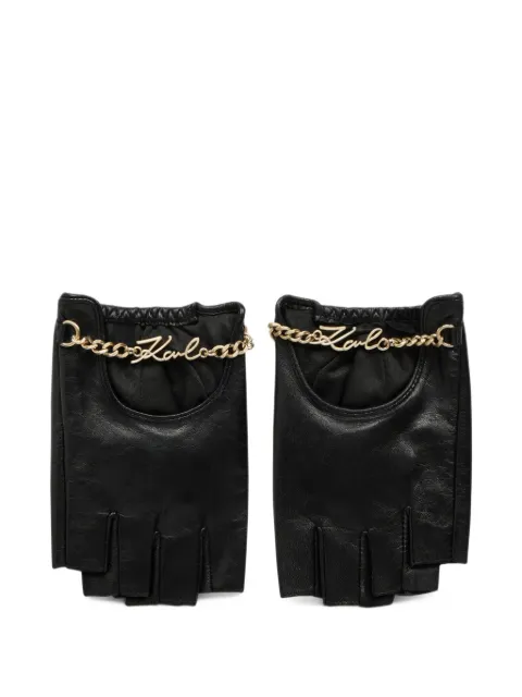 Karl Lagerfeld K/Signature chain fingerless gloves