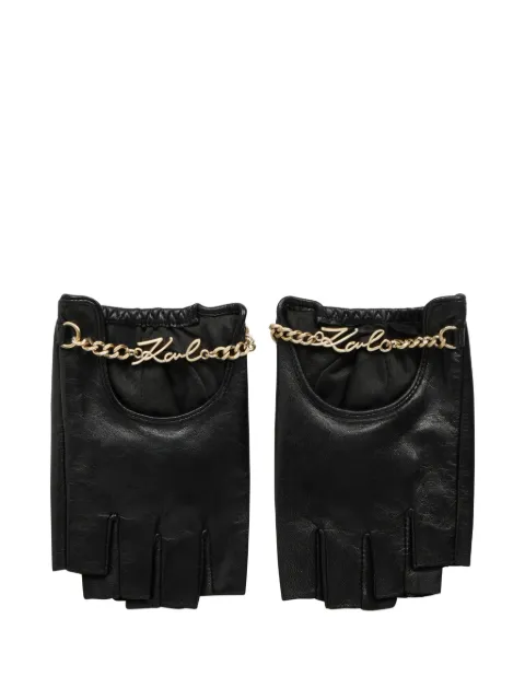 Karl Lagerfeld K/Signature chain fingerless gloves