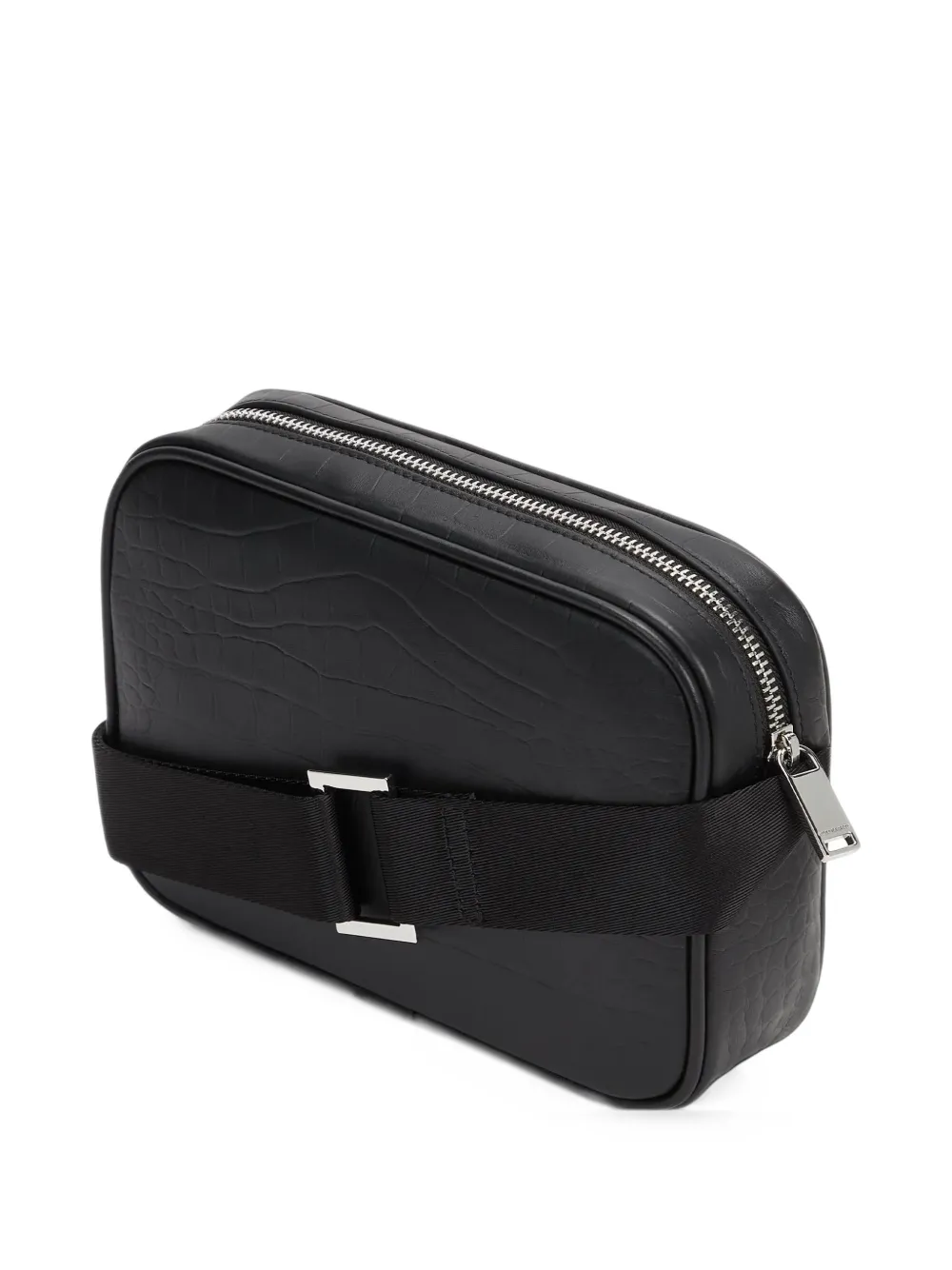 Karl Lagerfeld logo-plaque croc-effect messenger bag Zwart