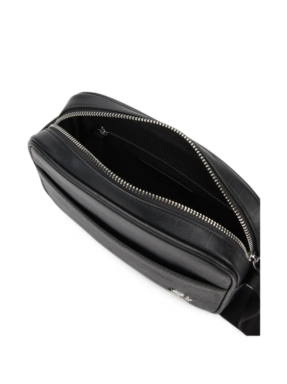 Karl Lagerfeld logo-plaque croc-effect messenger bag Zwart