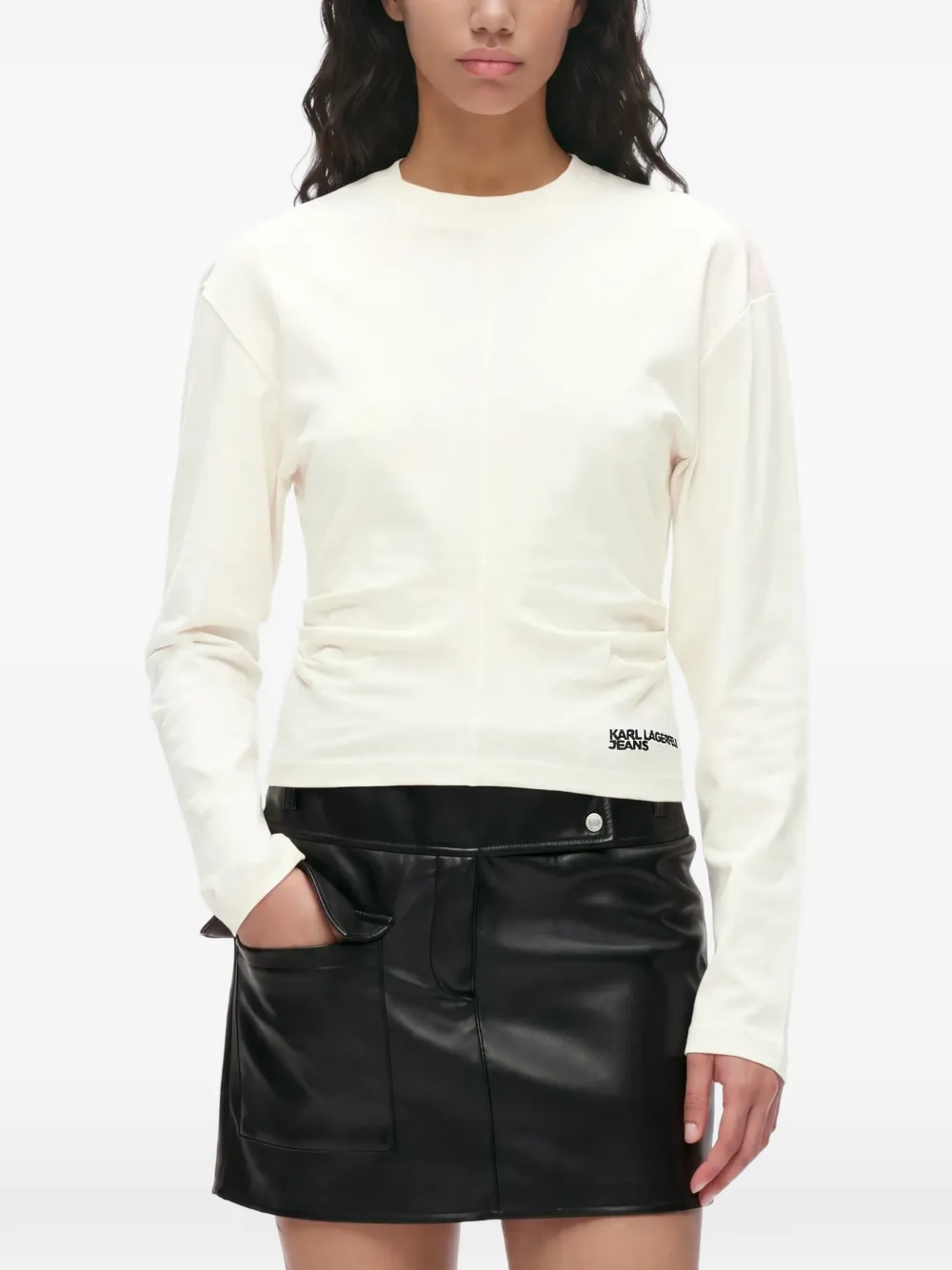 Karl Lagerfeld Jeans gathered long-sleeve T-shirt Wit