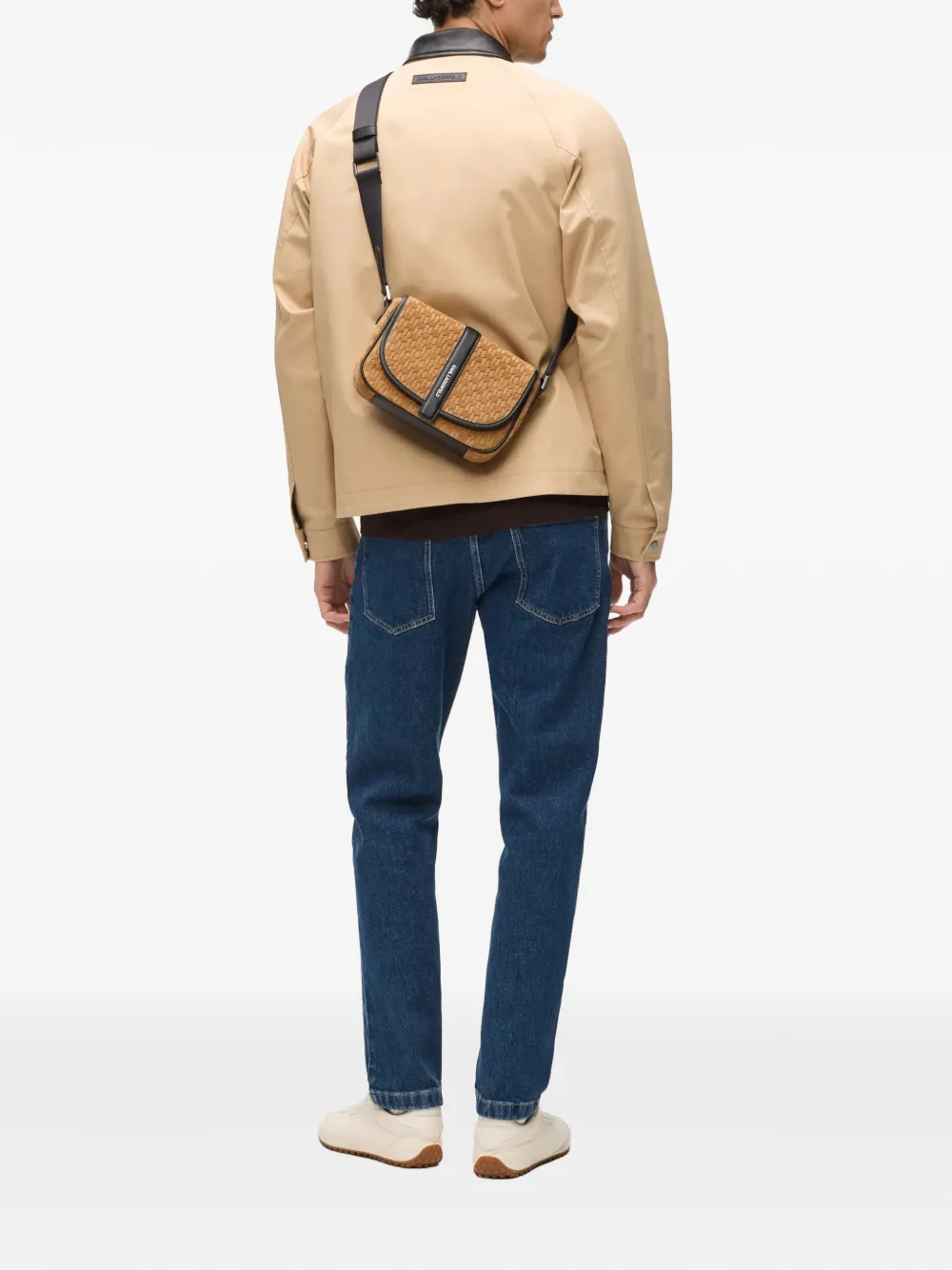 Karl Lagerfeld monogram suede messenger bag Bruin