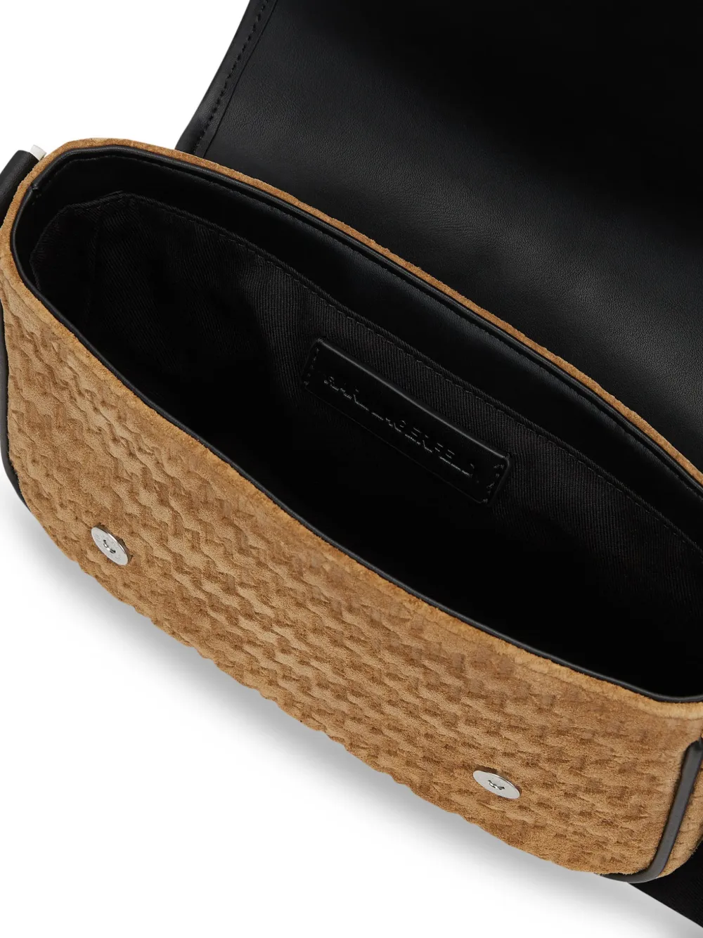 Karl Lagerfeld monogram suede messenger bag Bruin