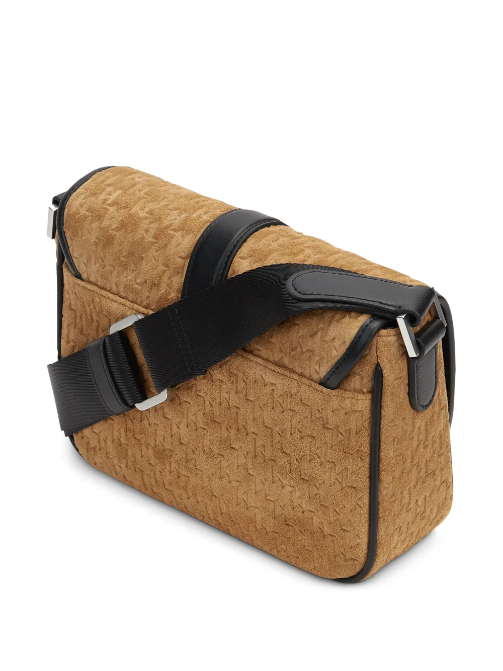 Karl Lagerfeld monogram suede messenger bag Bruin