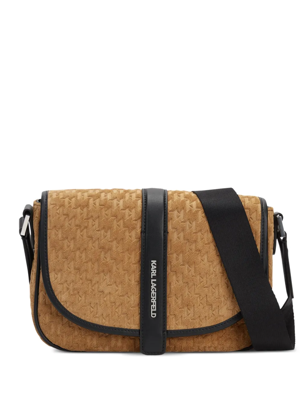 Karl Lagerfeld Borsa messenger in pelle scamosciata con monogramma - Marrone