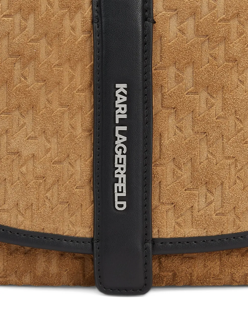 Karl Lagerfeld monogram suede messenger bag Bruin