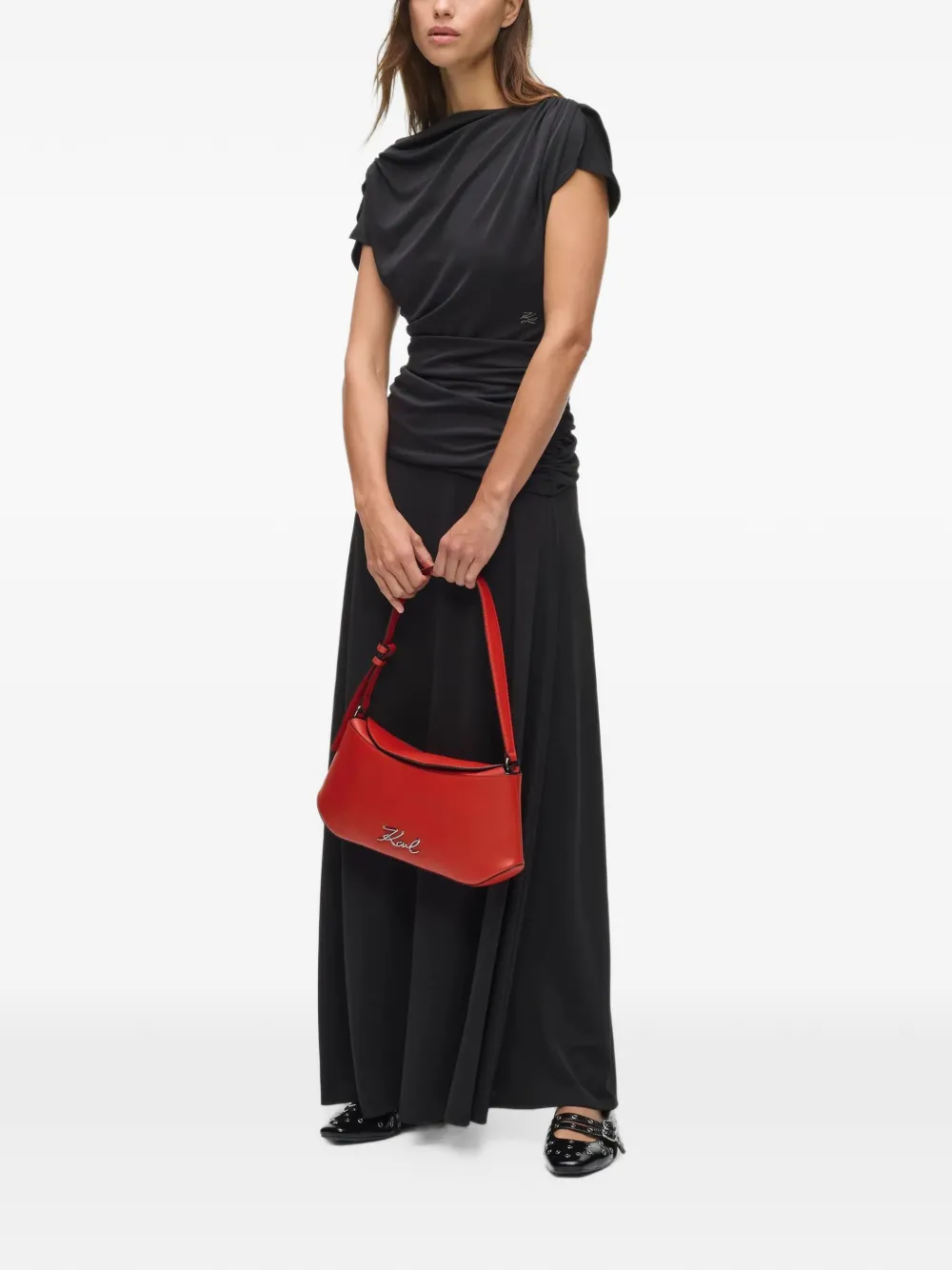Karl Lagerfeld K Signature elongated shoulder bag Rood