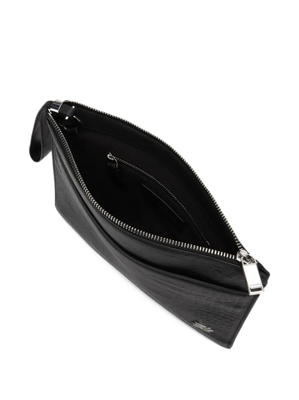 Karl Lagerfeld K Croc leather pouch Zwart