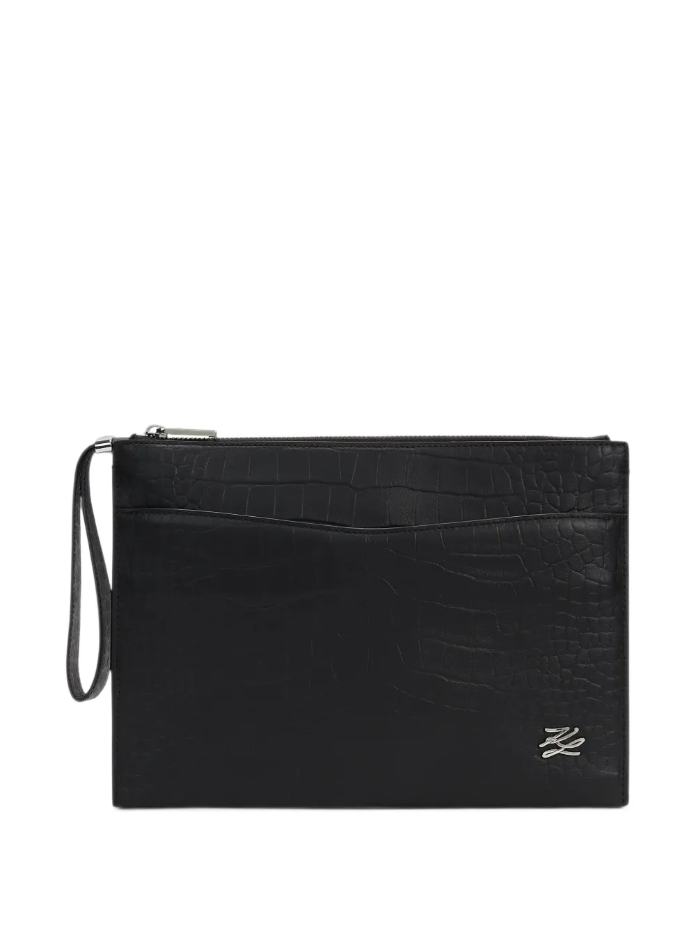 Karl Lagerfeld K/Croc leather pouch - Nero