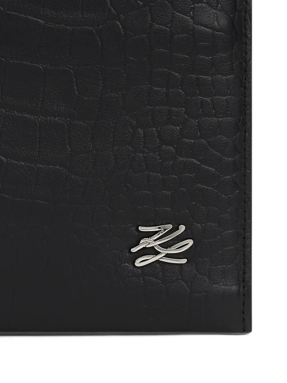 Karl Lagerfeld K Croc leather pouch Zwart