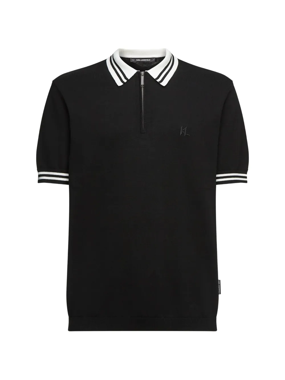 Karl Lagerfeld Karl DNA knitted zip polo shirt - Nero