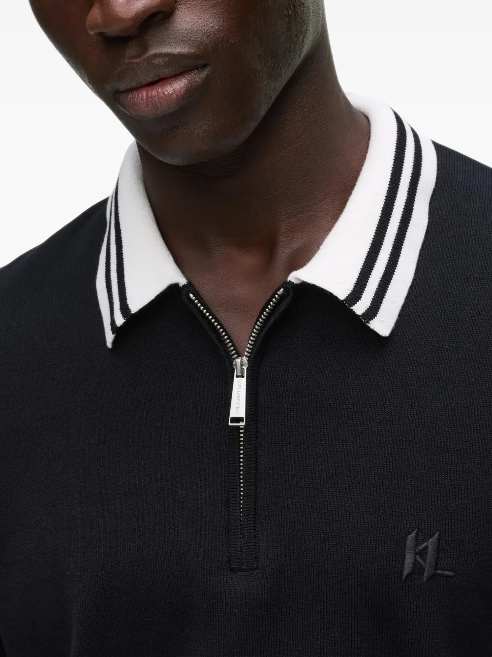Karl Lagerfeld Karl DNA knitted zip polo shirt Zwart
