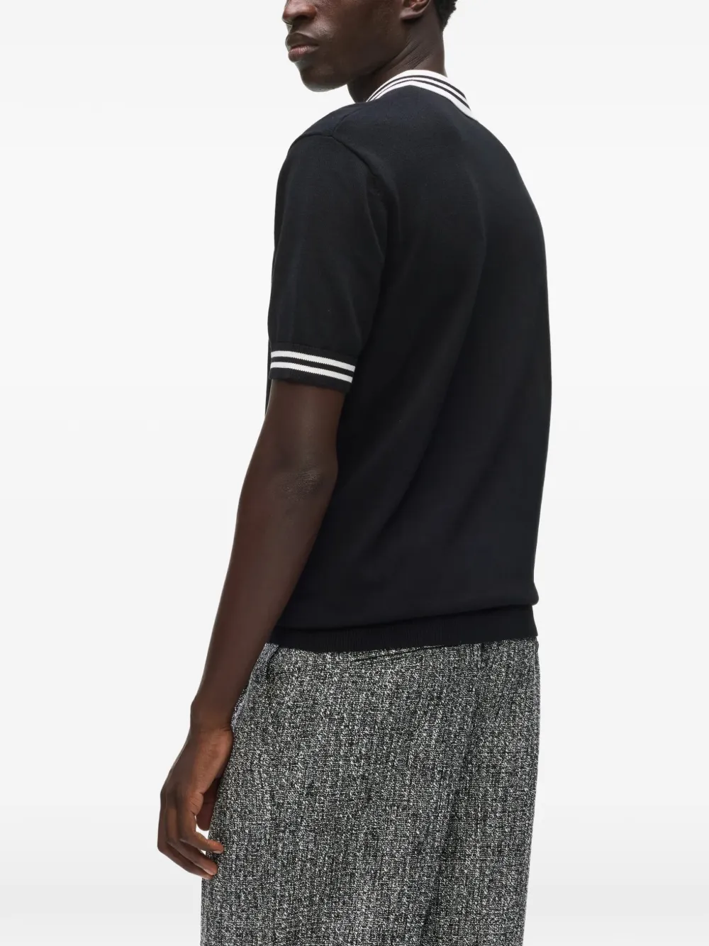 Karl Lagerfeld Karl DNA knitted zip polo shirt Zwart