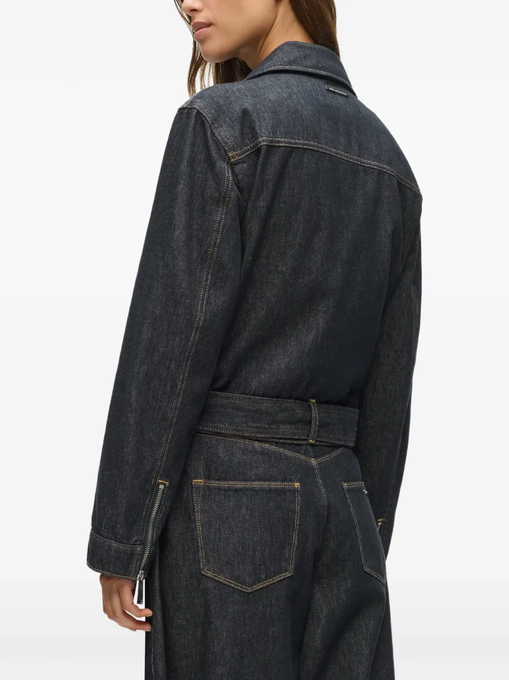 Karl Lagerfeld belted denim jacket Blauw
