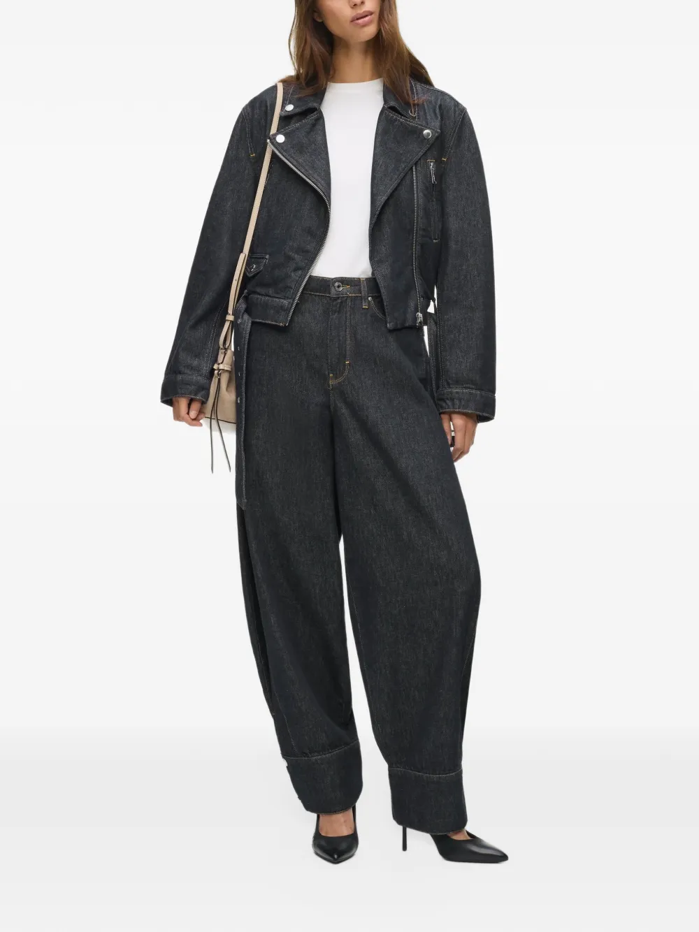 Karl Lagerfeld belted denim jacket Blauw