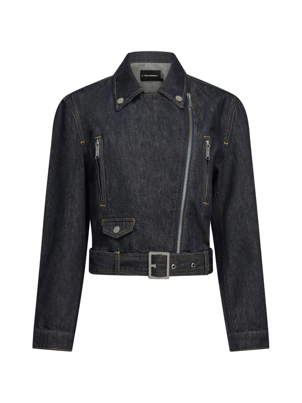 Karl Lagerfeld belted denim jacket - Blu