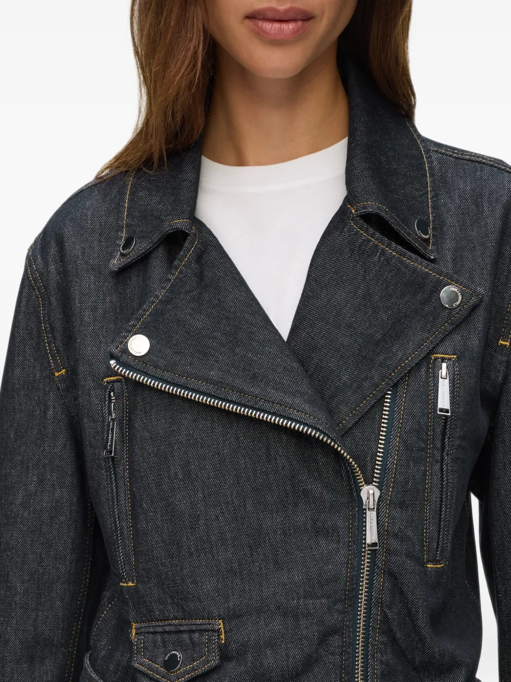 Karl Lagerfeld belted denim jacket Blauw