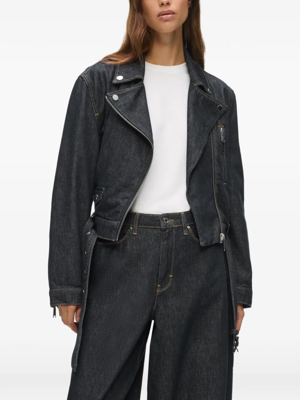 Karl Lagerfeld belted denim jacket Blauw