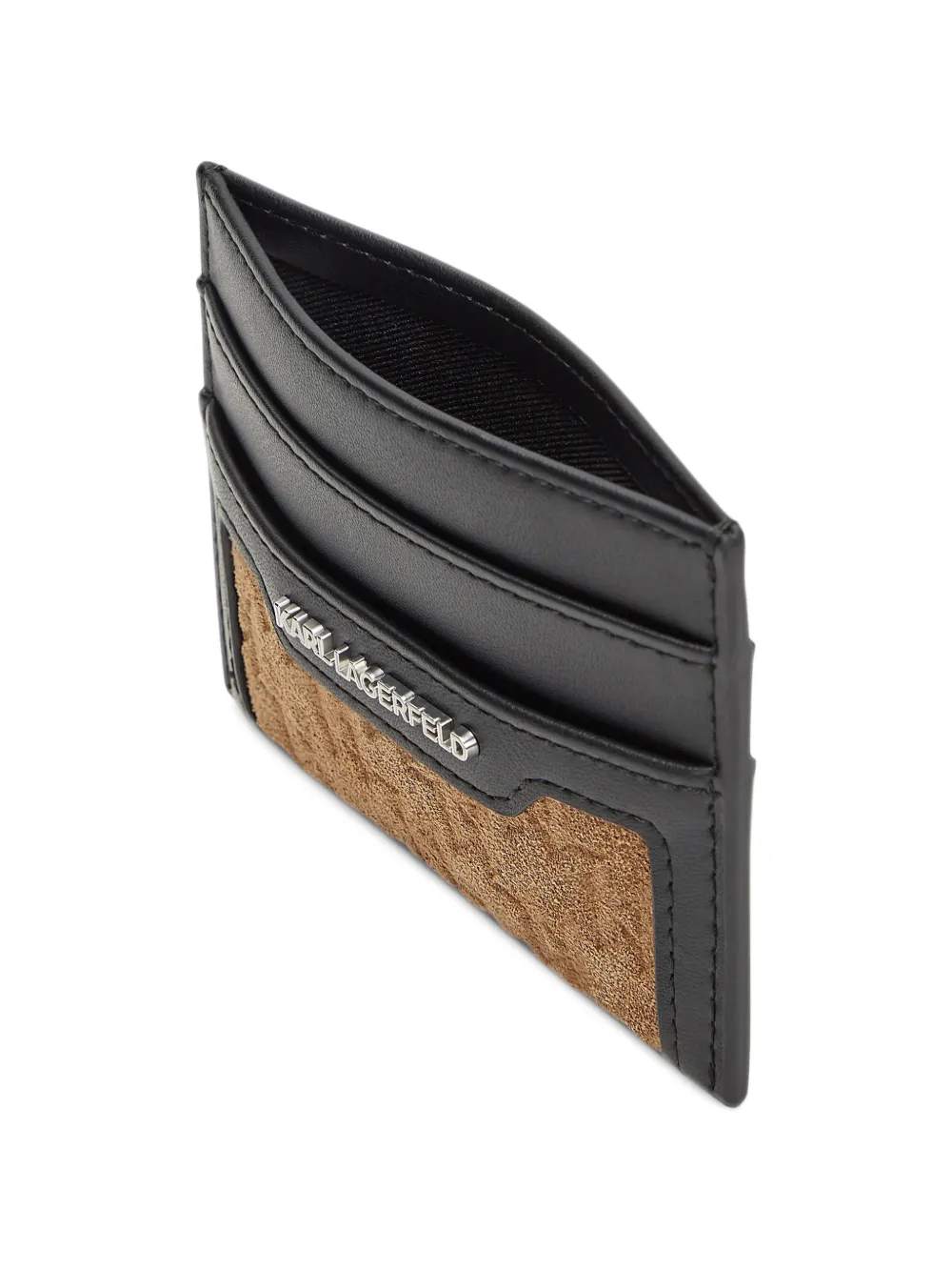 Karl Lagerfeld monogram suede cardholder Zwart