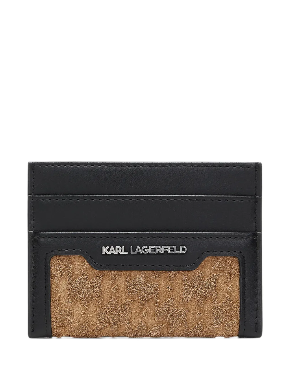Karl Lagerfeld monogram suede cardholder - Nero