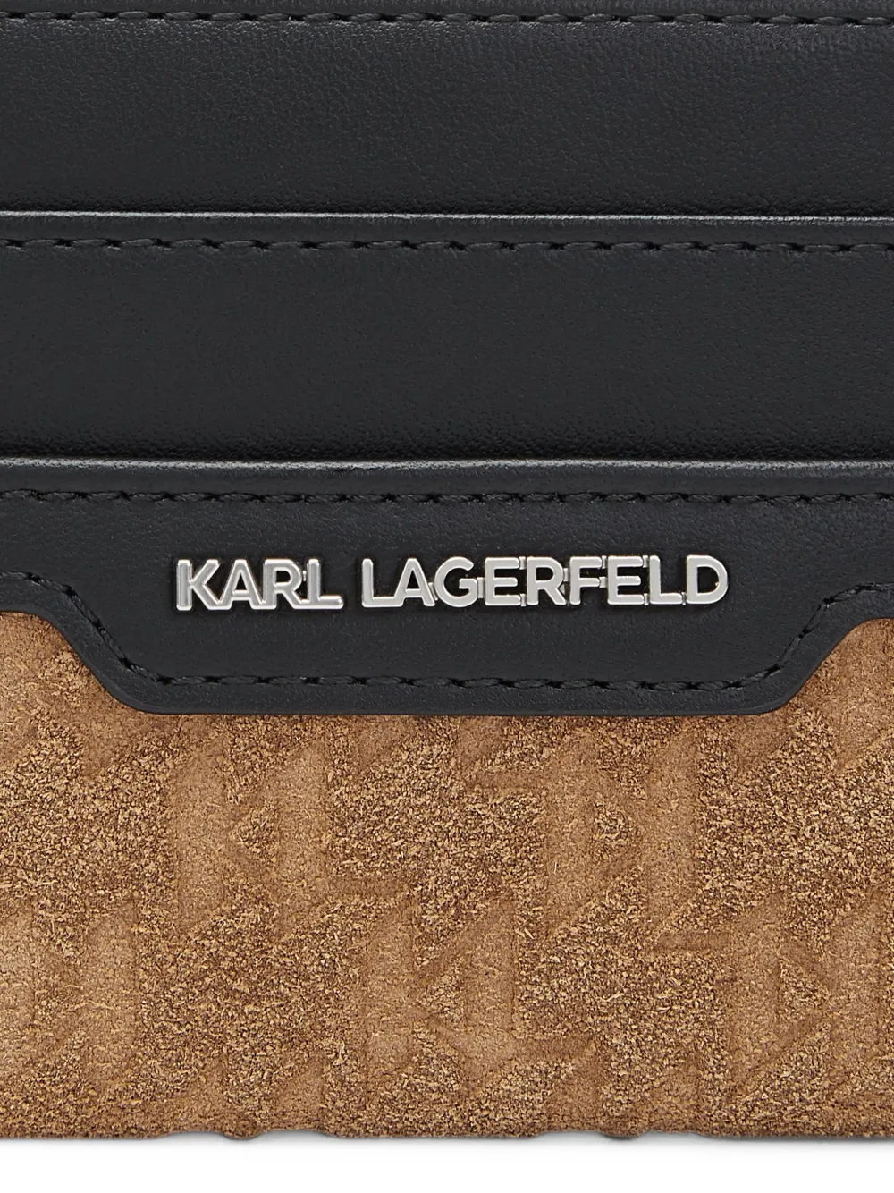 Karl Lagerfeld monogram suede cardholder Zwart