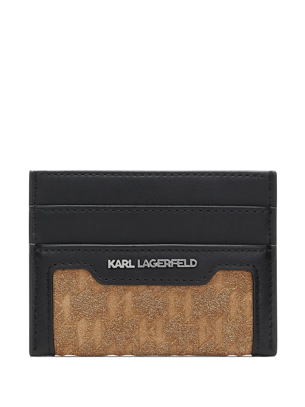 Karl Lagerfeld monogram suede cardholder - Nero