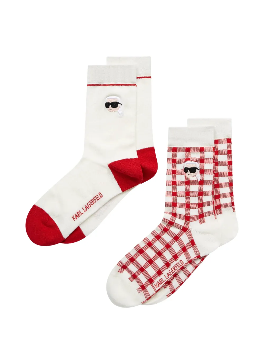 Karl Lagerfeld Ikon gingham socks (set of two) Wit