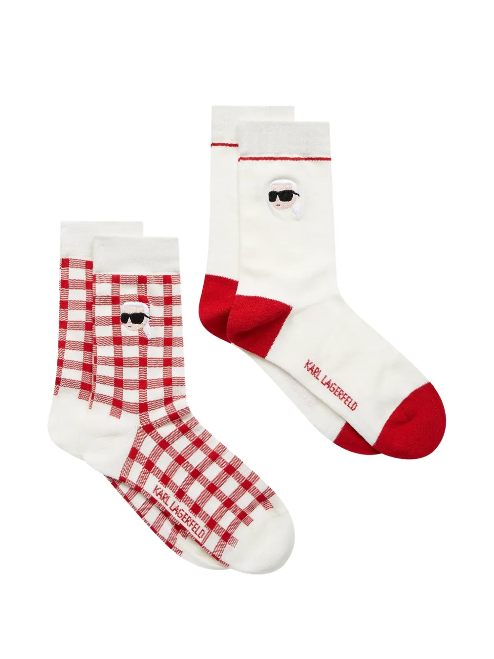 Karl Lagerfeld Ikon gingham socks (set of two) Wit