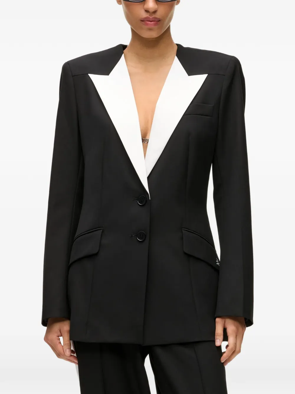 Karl Lagerfeld contrast-lapel blazer Zwart