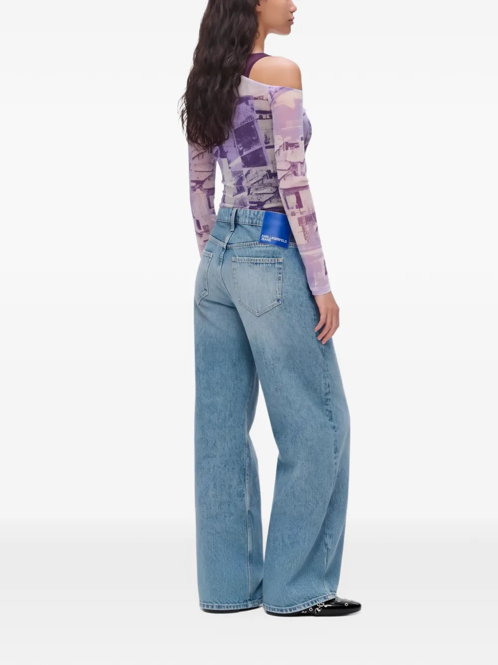 Karl Lagerfeld Jeans pleated wide-leg jeans Blauw