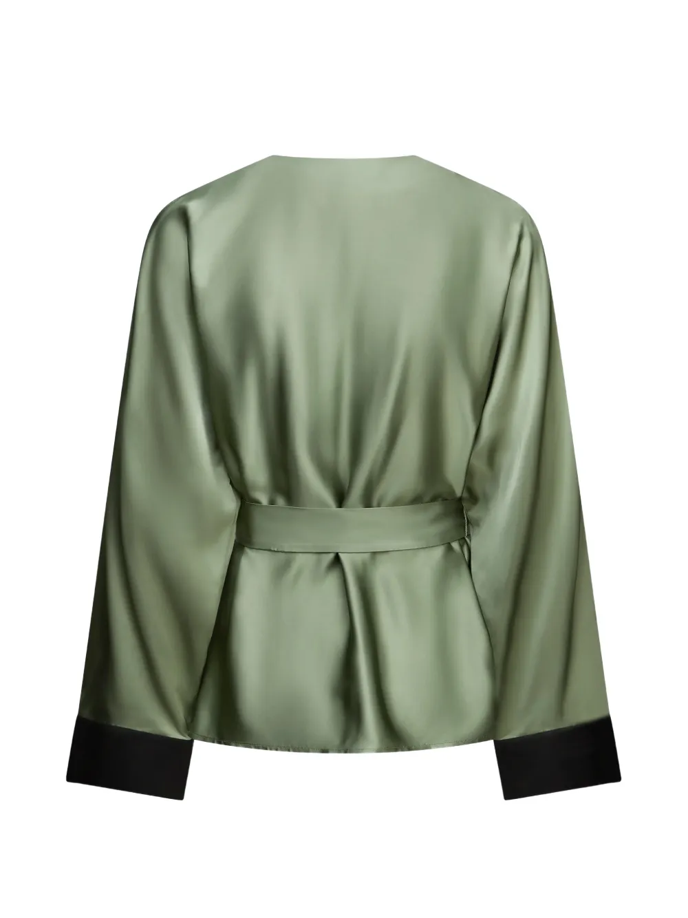 Karl Lagerfeld floral-embroidered wrap blouse Groen